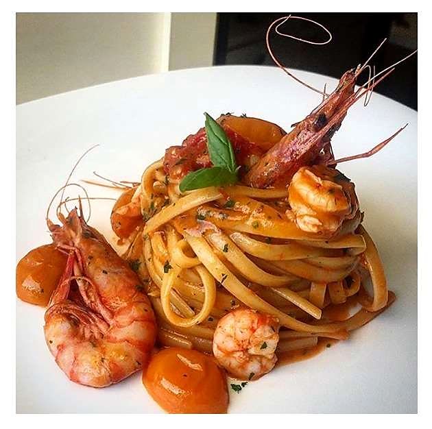 Prawns Linguine Marinara plated by Chef Rajpal Singh Ranghar